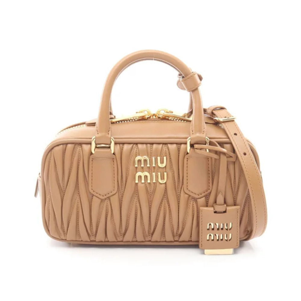Miu Miu Matelasse Handbag Leather Brown
